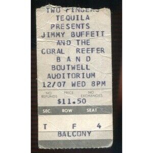 Vintage 1983 Jimmy Buffett Concert Ticket Stub Birmingham AL